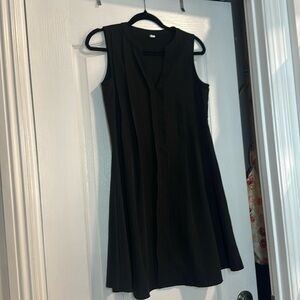 Black mini dress with front pleats
